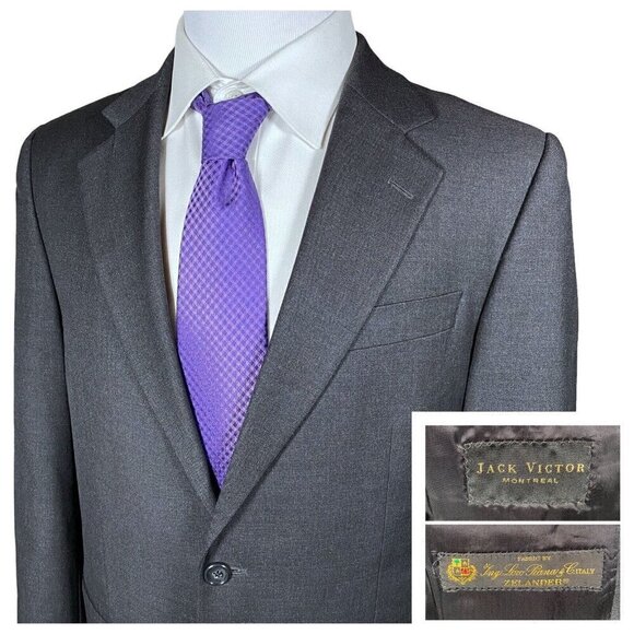Jack Victor Sport Jacket 41R Loro Piana Zelander Wool Ryder Charcoal Two Button - Picture 1 of 16